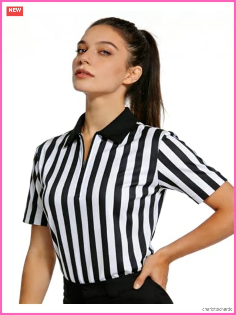 Women's Referee Shirt Zipper Official Football Basketball Ref Uniform Costume